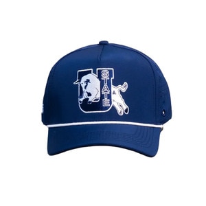 Woodn Grail navy utah state retro bull perforated golf tee holder cap